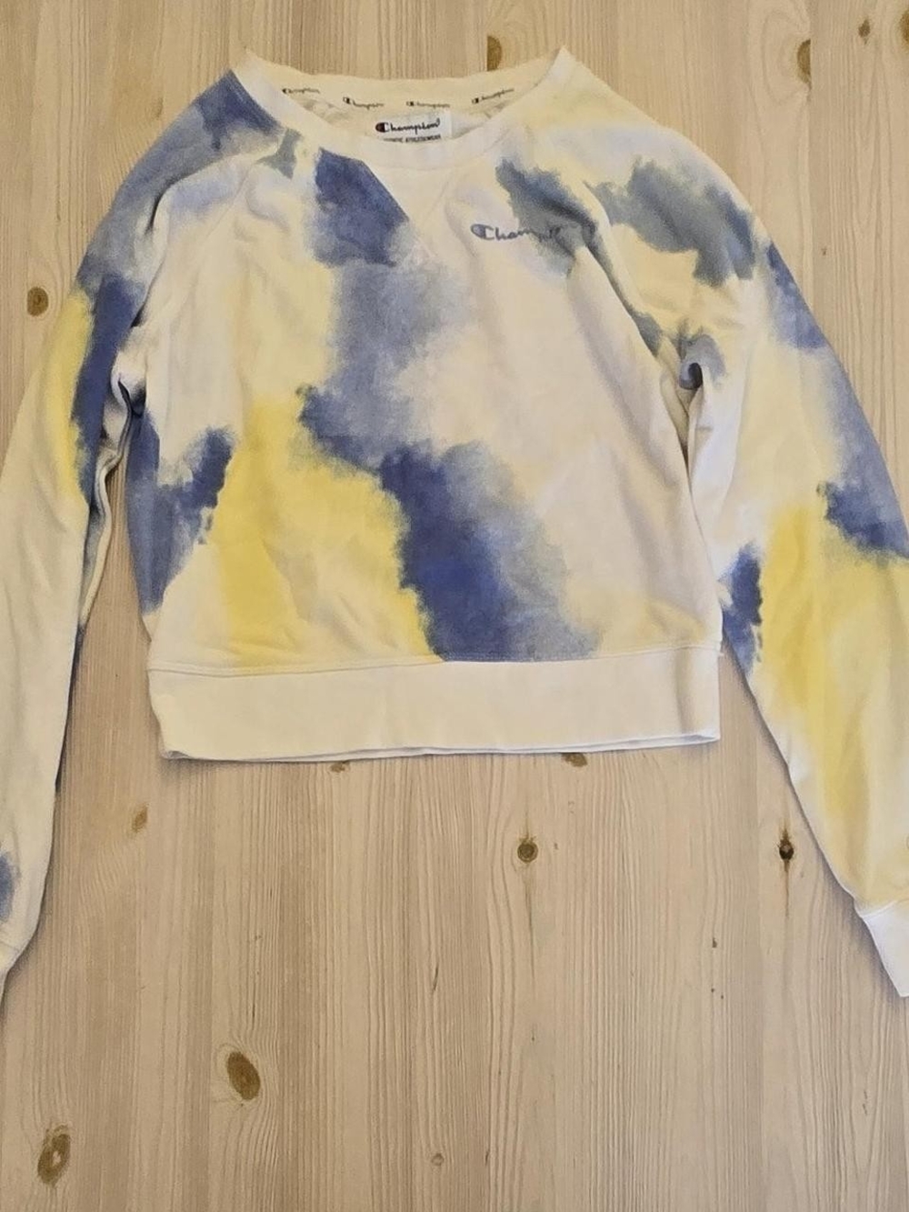 Champion Tie-Dye Crewneck Sweatshirt in Blue and Yellow